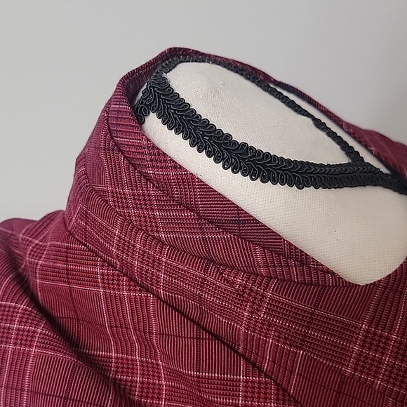 GO International Size 5 Tiny Cap Sleeve, Belted, Cowl Neck, Plaid Dress, EUC - Picture 5 of 15